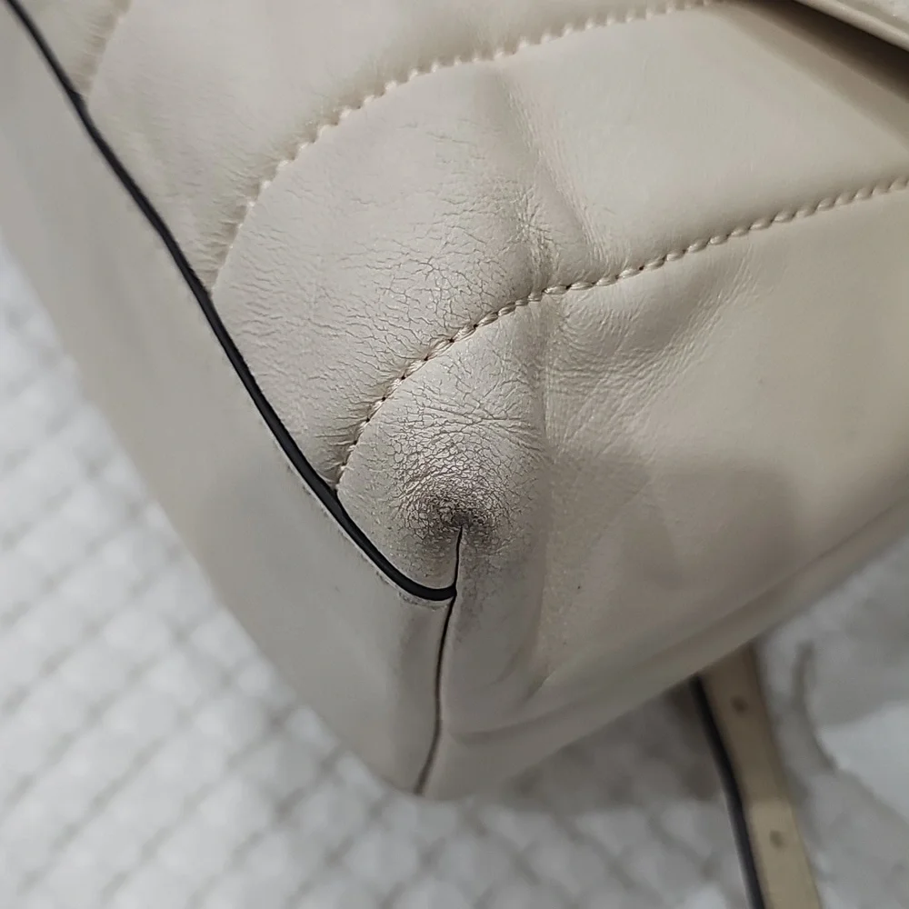 Tory Burch Kira Quilted Satchel Leather Wirh Crossbody Strap Cream